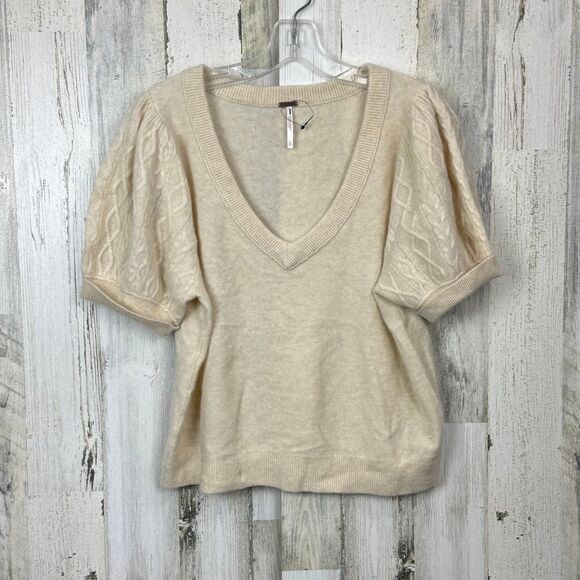 Free People Annabel 100% Cashmere Short Sleeve Sweater size XL NWOT - Picture 3 of 12